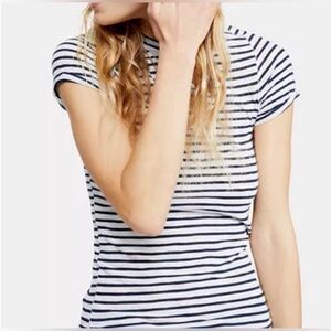 We The Free Navy and light blue Striped organic cotton blend Tee